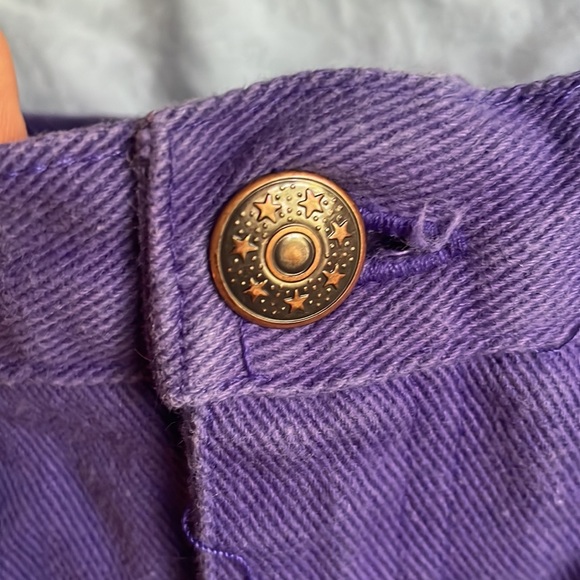 VINTAGE purple cotton shorts eyelet trim zip high rise EUC - Picture 4 of 7